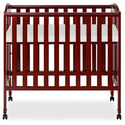 Cherry Pine 3-in-1 Portable Folding Crib with Locking Wheels