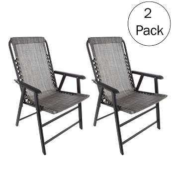 Pure Garden Folding Lounge Chairs – Portable Camping or Lawn Chairs, Gray, Set of 2