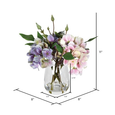 Light Pink and Purple Artificial Hydrangea in Glass Vase