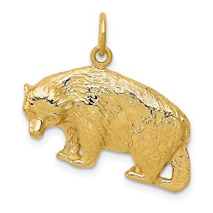 Black Bow Jewelry 14k Yellow Gold 25mm Polished Textured Bear Pendant - 1 of 4