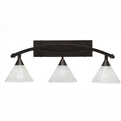 Toltec Lighting Bow 3 - Light Vanity in  Bronze with 7" Gold Ice Shade