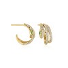 Ross-Simons 1.10 ct. t.w. CZ and .20 ct. t.w. Simulated Emerald Snake C-Hoop Earrings in 18kt Gold Over Sterling - 3 of 4
