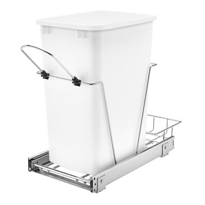 Rev-A-Shelf RV-12KD Series 35-Quart Kitchen Cabinet Pull-Out Waste Container with Rear Storage and Chrome-Plated Wire Bottom Mount