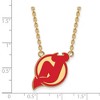Black Bow Jewelry 14k Yellow Gold Plated Sterling Silver New Jersey Devils NHL Necklace 18 Inch - 2 of 4
