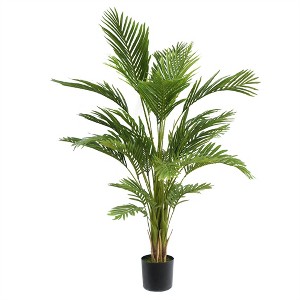 XINGHANZHENXUAN Artificial Palm Tree, Pre-Potted Faux Tropical Plant with Feathered Fronds for Indoor & Covered Outdoor Spaces - 1 of 4
