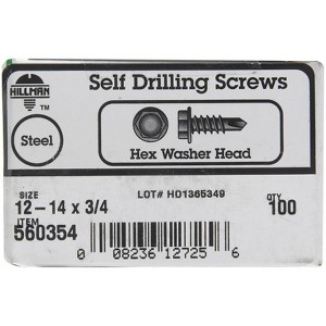 Hillman No. 12-14 X 3/4 in. L Hex Washer Head Sheet Metal Screws 100 pk - 1 of 1