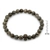 Steeltime Men's black lava beaded bracelet with black ip stainless steel skull - 3 of 4