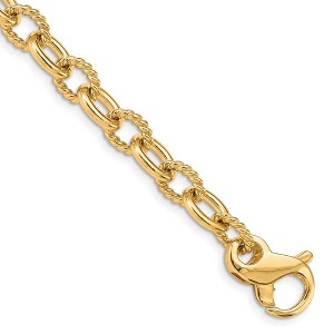 Black Bow Jewelry Men's 14k Yellow Gold, 7.5mm Fancy Cable Link Chain Bracelet, 8.5 Inch - 1 of 4