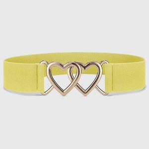 Anna-Kaci Women's Elastic Waist Belt with Gold Heart Buckle - 1 of 3
