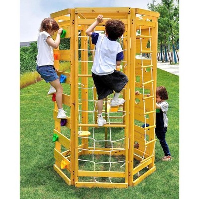 Hawthorn Pine Wood Outdoor Climber with Swing and Monkey Bars