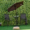 Resenkos 4 Pieces Outdoor Patio Dining Furniture Set, Two Folding Chairs, A Dining Table, An Umbrella, Wave Textured Tempered Glass Dinner Table, - 3 of 4