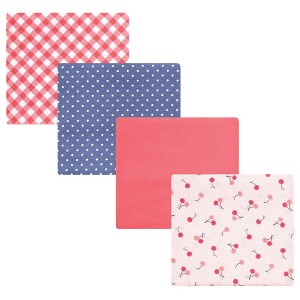 Hudson Baby Infant Girl Cotton Poly Flannel Receiving Blankets, Cherry Sweet, One Size - 1 of 4