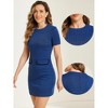 INSPIRE CHIC Women's Work Short Sleeve Vintage Houndstooth Pencil Sheath Dress - 2 of 4
