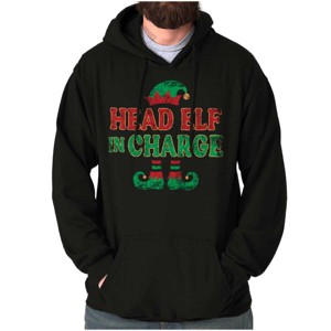 Xmas Christmas Head Elf In Charge Hoodie Sweatshirt Women Men Brisco Brands - 1 of 4