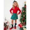 Red Turtleneck Top and Green Tweed Skort Set Mia Belle Girls - 4 of 4