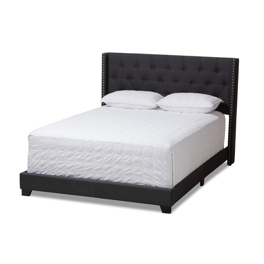 Photos - Bed Frame Queen Brady Bed Charcoal Gray - Baxton Studio