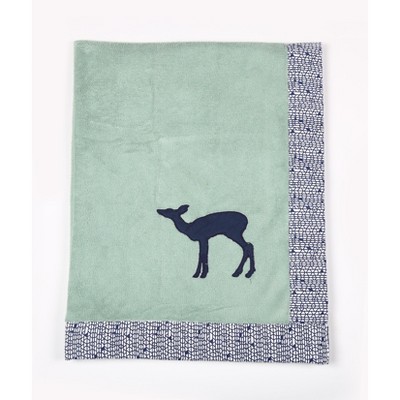 Bacati - Noah Mint/Navy Mint Bamby Embroidered Blanket