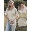 INSPIRE CHIC Women's V Neck Wave Decor Short Sleeve Button Down Crochet Causal Cardigan - 2 of 4