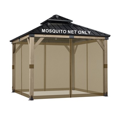 Aoodor Gazebo Replacement Netting Screen, Universal Gazebo 4-Panel Mosquito Net Sidewalls with Double Zippers for Outdoor Patio