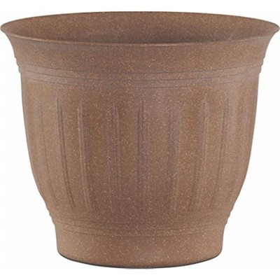 Bloem Colonnade Wood-Resin Planter with Drainage Holes, Earth Brown, 12in