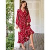 Fall Casual Dresses for Women Empire Waist V Neck Long Sleeve Maxi Ruffle Dress  Wedding Guest Dress - 4 of 4