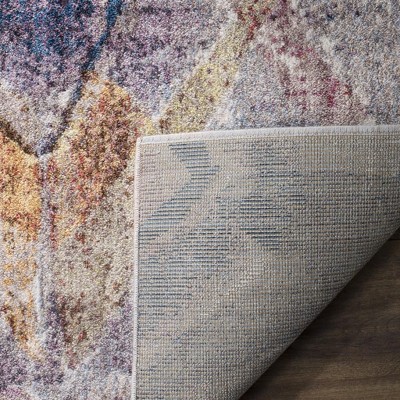 Lavender and Light Grey Synthetic Geometric 9' x 12' Area Rug