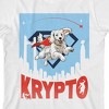 Superman Movie 2025 Krypto Text, White Dog Flying, City Scape Silhouette, Red Star on White Kids T-Shirt - 2 of 4