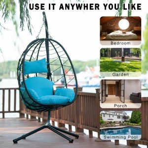Egg Chair with Stand Indoor Outdoor Swing Chair Patio Wicker Hanging Egg Chair Hanging Basket Chair Hammock Chair - 1 of 4