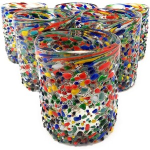 Dos Sueños Mexican Hand Blown  Tumblers - Confetti Rock Design - 10oz - Set of 6 - 1 of 4