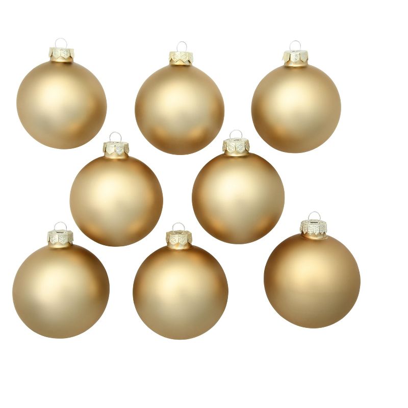 Northlight Matte Finish Glass Christmas Ball Ornaments 3.25" (80mm) - Gold - 8ct, 3 of 4