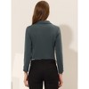 INSPIRE CHIC Women's Regular Fit Notched Lapel Ruched Sleeve Business Crop Blazer - 4 of 4
