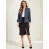 Allegra K Women's Long Sleeve Open Front Work Office Plaid Tweed Blazer - 4 of 4