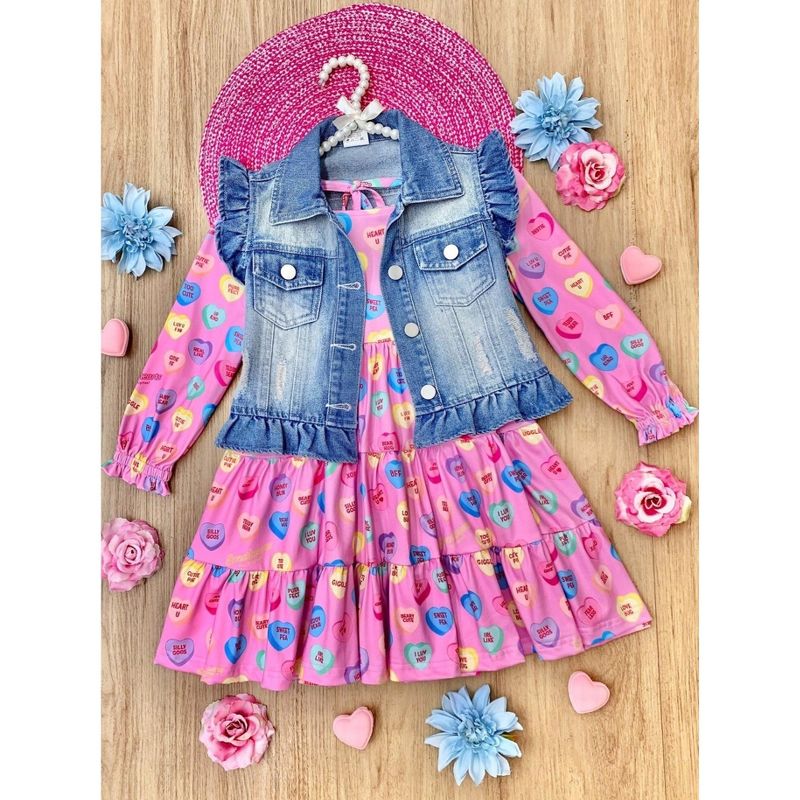 Girls Sweethearts x Mia Belle Girls Darling Valentine Vest And Dress - Mia Belle Girls, 5 of 6