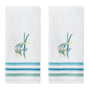 2pk Ocean Watercolor Hand Towel White - SKL Home - 1 of 4