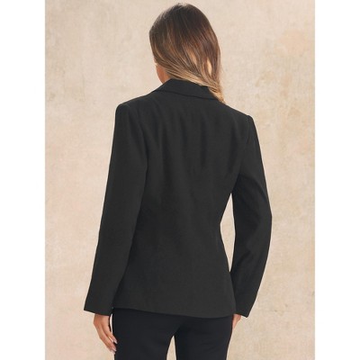 Allegra K Women's Lapel Long Sleeve Pockets Shoulder Pads Blazers Black X-Small — фото 3