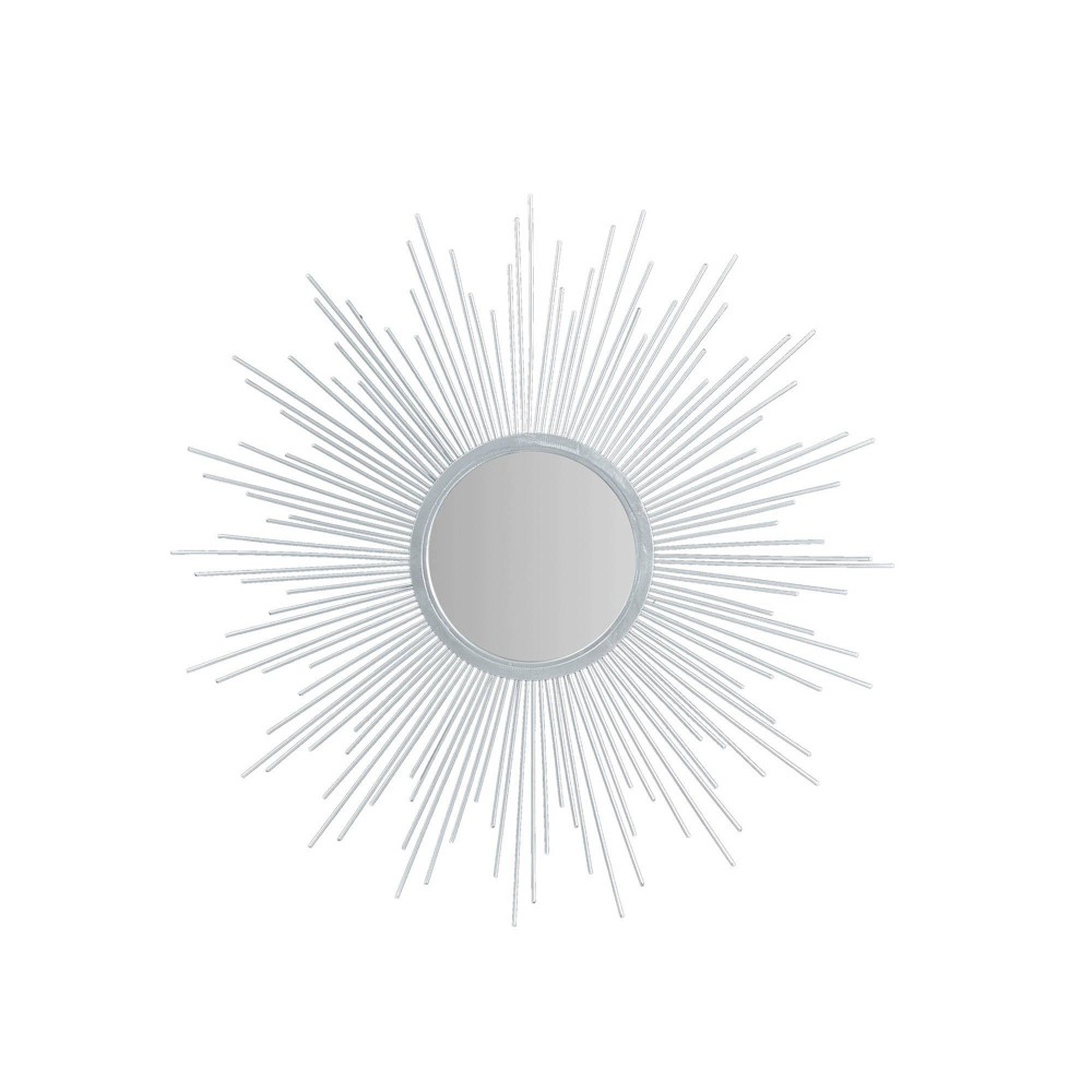 Photos - Wall Mirror 29.5" Round Dia Fiore Sunburst Decorative  Silver - Madison Par