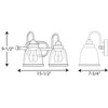 Progress Lighting Saluda 2-Light Bath Vanity, Brushed Nickel, Clear Glass Shades - 2 of 2
