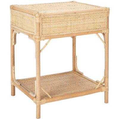 Natural Bamboo and Rattan 1-Drawer Nightstand with Shelf