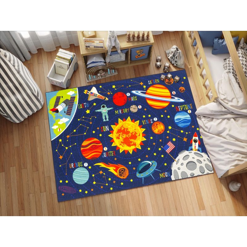 KC CUBS Boy & Girl Kids Outer Space Solar System Planets Educational Learning & Game Play Area Nursery Bedroom Classroom Rug Carpet, 2 of 13