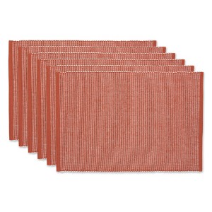 DII Ribbed Two-Tone Placemat Set 6 Piece, Vintage Red, 13x19" - 1 of 4