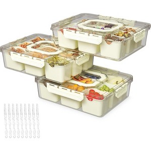 Acoinel Divided Serving Tray with Lid and Handles 9 Compartments Snack Box Container Charcuterie Organizer - 1 of 4