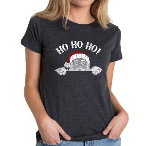 LA Pop Art Peeking Santa - Women's Premium Blend Word Art T-Shirt - 1 of 4