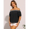 INSPIRE CHIC Women's Off Shoulder Ruffles Sleeves Smocked Summer Beach Boho Top - 2 of 4