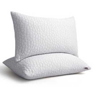 Lux Decor Shredded Memory Foam Pillows with Zipper Closure Rayon from Bamboo Viscose Cover Pack of 2 Adjustable Bed Pillows - 1 of 4