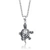 Guili Sterling Silver White Gold Plated Turtle Pendant Necklace, Featuring Clear Cubic Zirconia Sparkle, for a Chic and Nature-Inspired Look - 4 of 4
