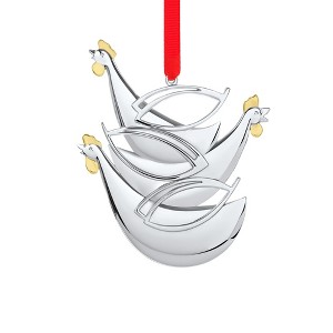 Nambe Twelve Days of Christmas Ornament Three French Hens, Made of Silver and Gold Plate - 1 of 4