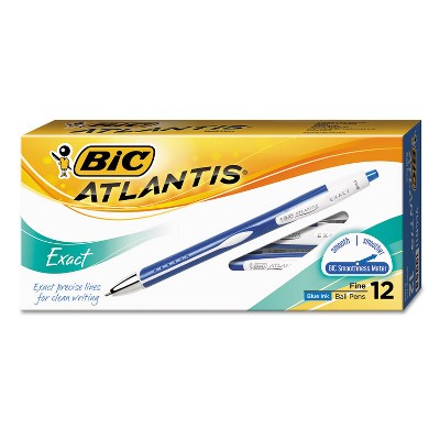 BIC Atlantis Exact Retractable Ballpoint Pen Blue Ink .7mm Fine Dozen VCGN11BE