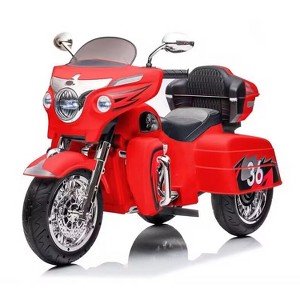 YOOCOZZ 12V Kids Electric Motorcycle - Two-Seat Ride-On Motorbike (3-Wheel), with Key Start/Headlight/Storage Box/Two Motors - 1 of 4