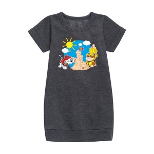 - Paw Patrol - Marshall And Rubble Beach Graphic Short Sleeve Fleece Dress - 1 of 4