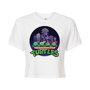 Women's - Teenage Mutant Ninja Turtles - City Scape With Turtles Cropped Graphic T-Shirt - 1 of 4